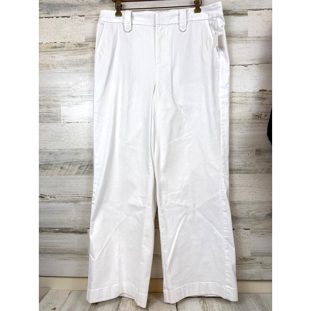 Talbots Womens 16 Plus White High Waist Wide Leg Ankle Denim Jeans NWT